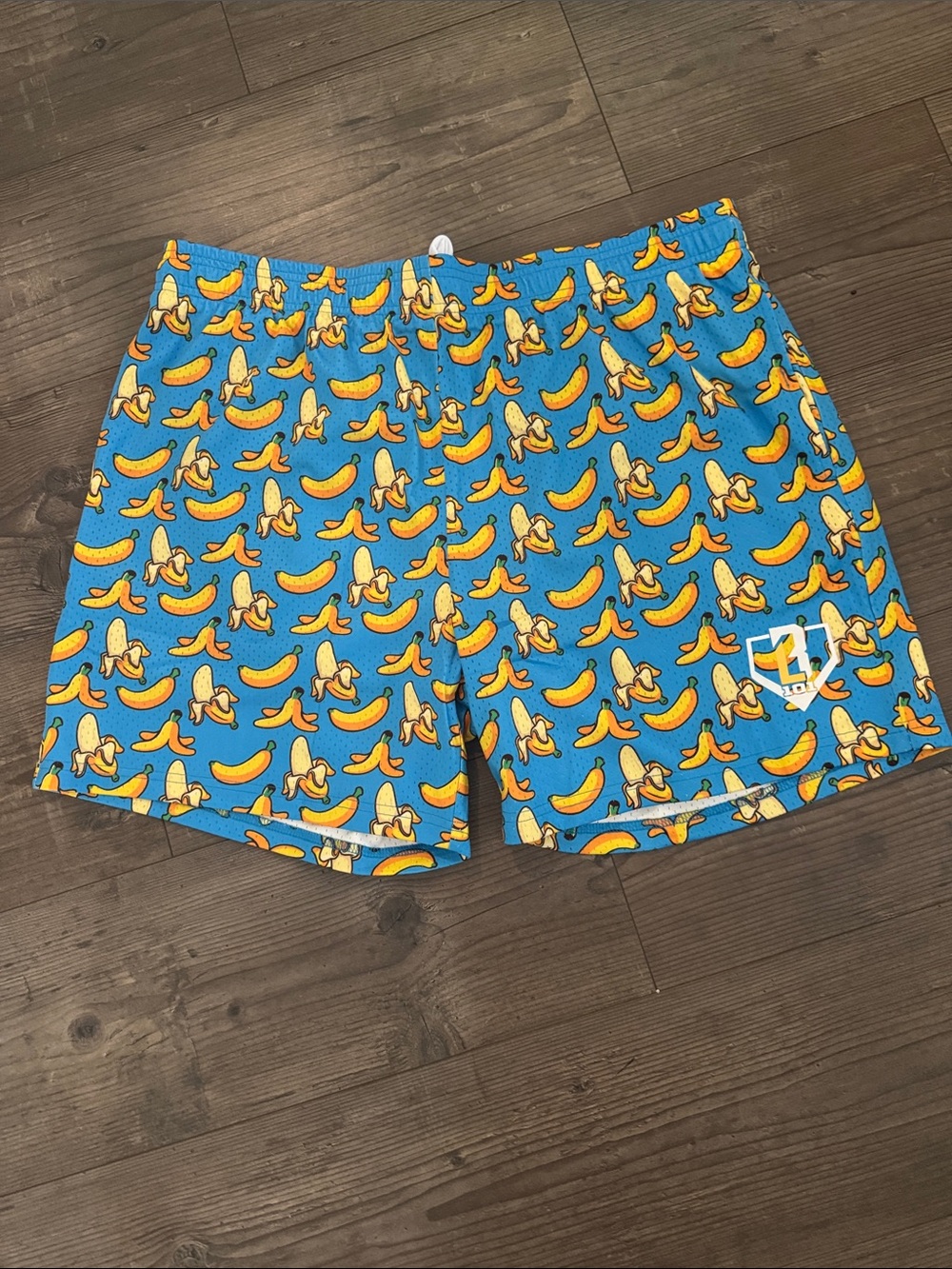 Baseball Lifestyle Men's Athletic Baseball Shorts - Light Blue with Banana Print
